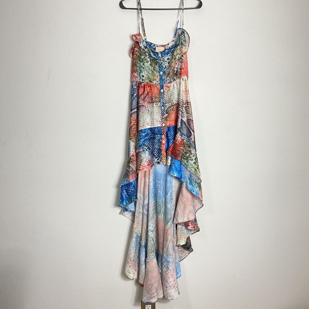 SUKI SO Watercolor High Low Maxi Dress | Size Large
